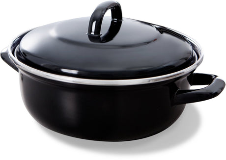 Bk Fortalit Emaille-Bratpfanne 28 cm 4 l – Induktionsbratpfanne – emaillierter Stahl – ofenfest bis 230 Grad – keine Antihaftbeschichtung – mit Deckel – Schwarzblau