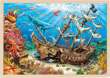 Goki-Puzzle - versunkenes Schiff Santa Elena - 192 Teile - 46,5x33x1cm - Holz - 4 Jahre