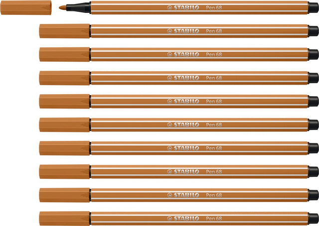 Stabilo pen 68 - premium viltstift - donker oker - doos 10 stuks