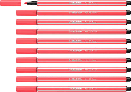 Stabilo Pen 68 – Premium-Filzstift – Neonrot – Box mit 10 Stück