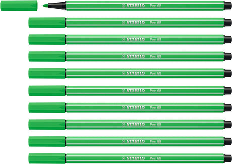 Stabilo Stablio Pen 68 – Premium-Filzstift – Blattgrün – Schachtel mit 10 Stück