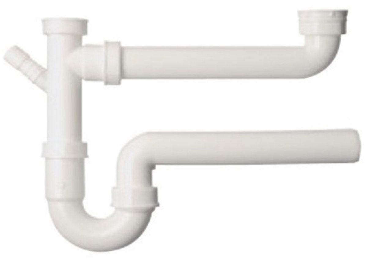 Kirchhoff ks buissifon voor dubbele spoelbak - wit - 1 1 2 bi x 50 mm - met 3 4 apparaataansluiting