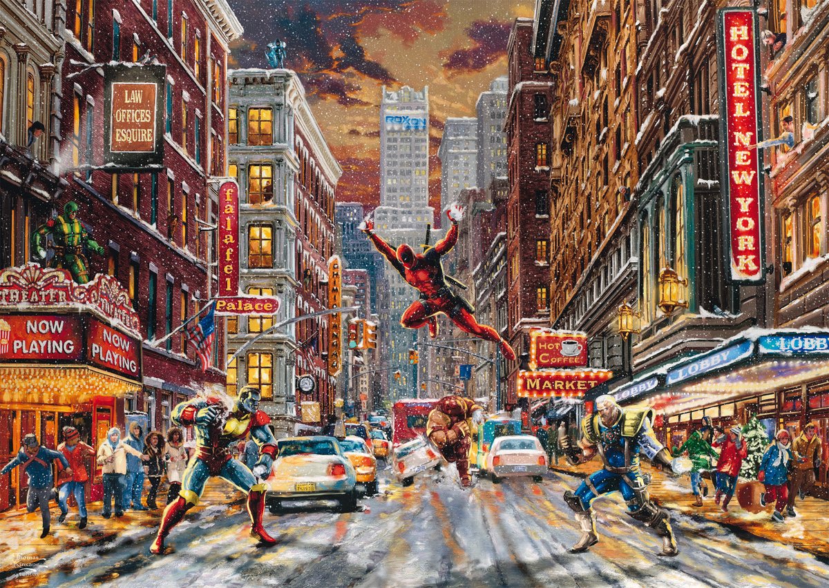 Schmidt – Puzzle – Marvel – Deadpool, Snow Day – Thomas Kinkade Studios – 1000 Teile – Erwachsene – ab 12 Jahren