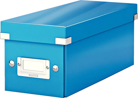 Leitz wow click store Aufbewahrungsbox mit Deckel für CDs – Kartonsortierbox für Gegenstände – 84 % recycelter Karton – 14,3 x 35,2 cm (BxT) – Blau