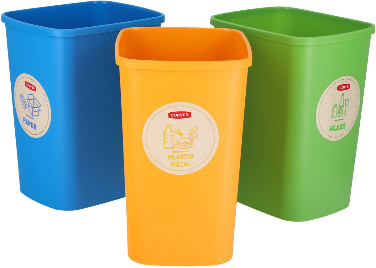 Curver-Set mit 3 x 9 l umweltfreundlichen Trennbehältern