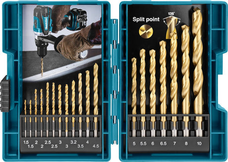 Makita Zubehör Bohrerset HSS-Zinn 19-teilig – D-67527