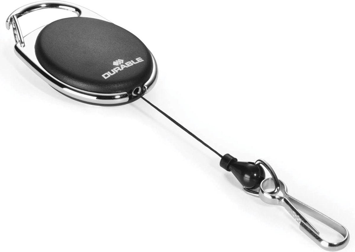 Robuster Kartenhalter | mit Karabinerhaken | Bandlänge 800 mm | schwarz | 5 Stück - 832701 832701