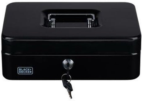 Black+decker black decker geldkistje - kluisje met 2 sleutels - staal - 25 x 18 x 9 cm - zwart