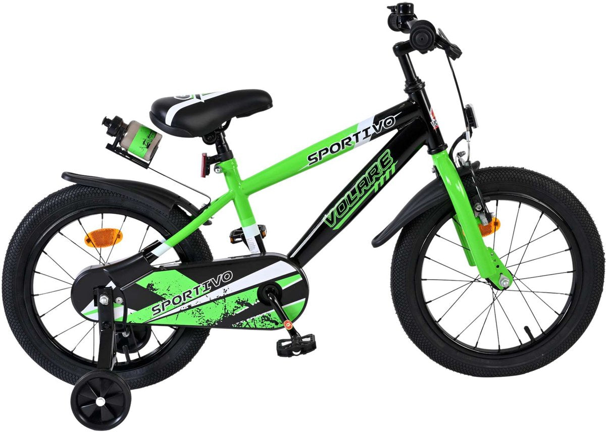 Volare Sportivo Kinderfahrrad - Jungen - 16 Zoll - Grün Schwarz