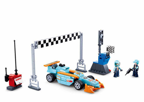 Sluban Racing Team Small Circuit Bauspielzeug für Kinder ab 6 Jahren – Konstruktionsspielzeug-Baukasten mit 210 Bausteinen – M38-B0762
