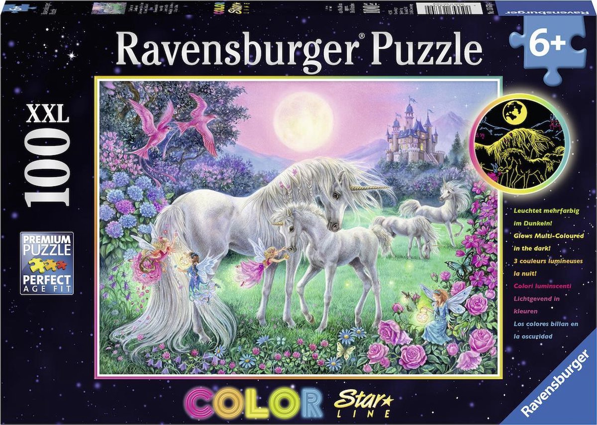 Ravensburger Puzzle Einhörner im Mondlicht – Starline – Puzzle – 100 Teile