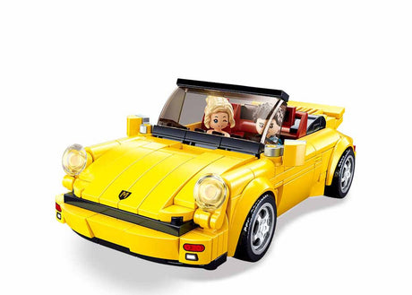 Sluban Modelbricks Deutscher gelber Sportwagen, Bauspielzeug für Kinder ab 8 Jahren – Konstruktionsspielzeug Modellbau Rennwagen – Baukasten mit 290 Bausteinen und 2 Minifiguren – M38-B1097