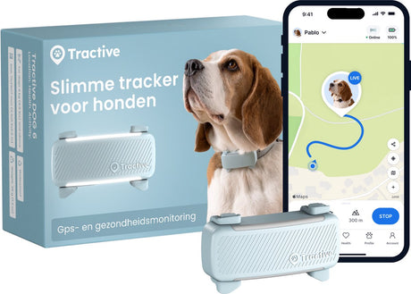 Tractive dog 6 – gps tracker voor honden - real-time locatie, activiteitenmonitor waterdicht - past op meeste halsbanden – munt one size