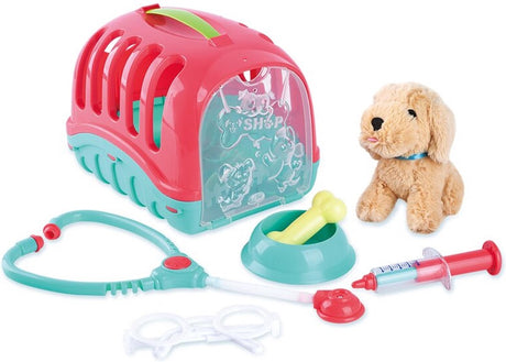 Playgo Tier-Reisekorb mit kuscheligem Welpen – 7-teilig.