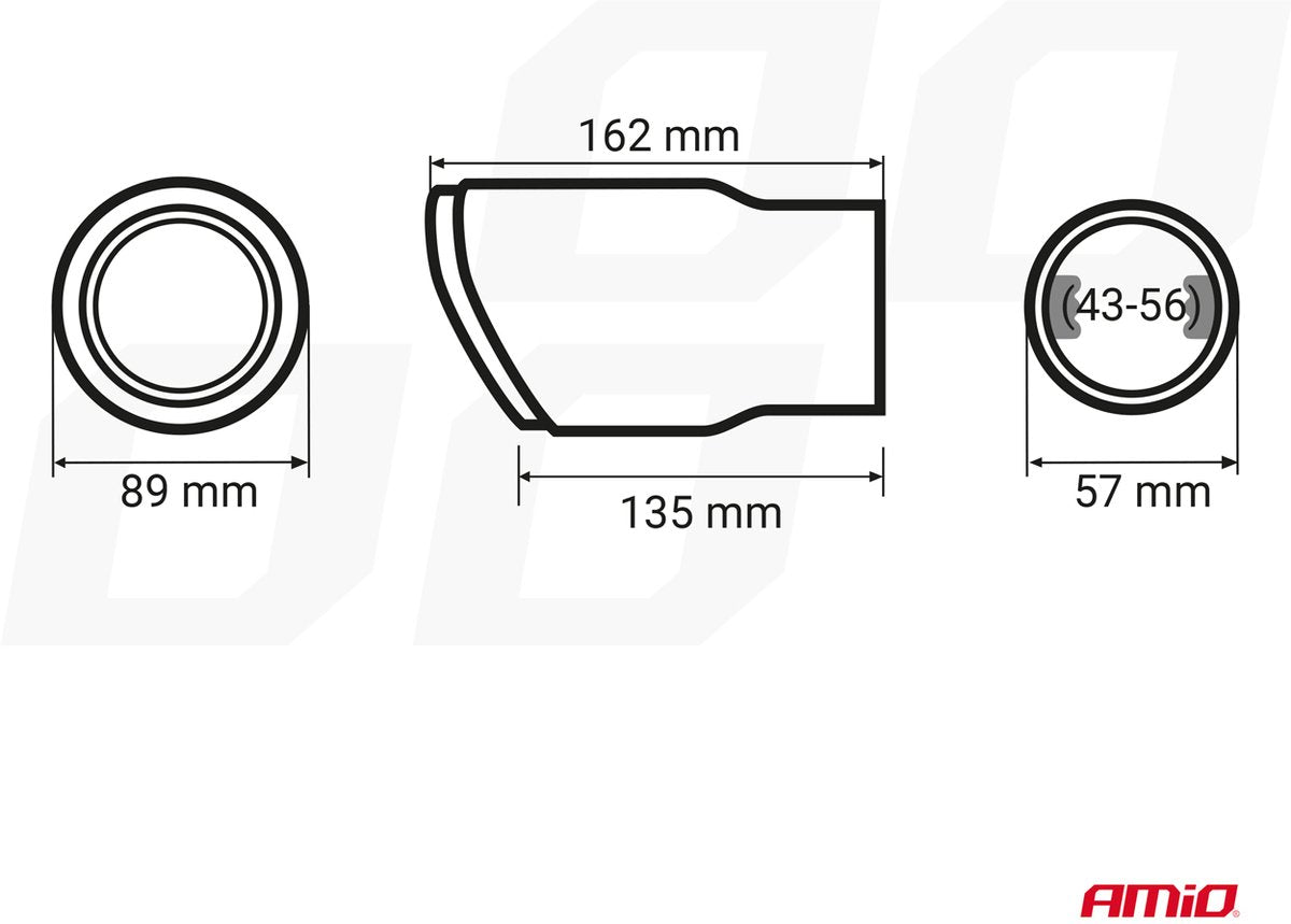 Amio uitlaat einddemper sierstuk rvs koppelstuk 89mm carbon