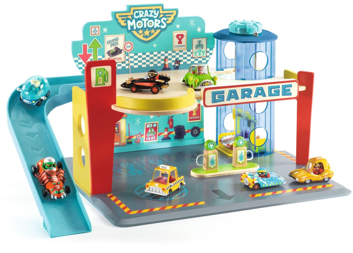 Djeco houten autowerkplaats crazy motors - 5495
