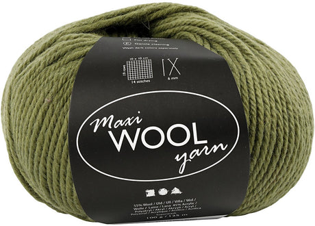 Creativ Company Wollgarn Olivgrün – Strickgarn 100 Gramm 125 Meter.