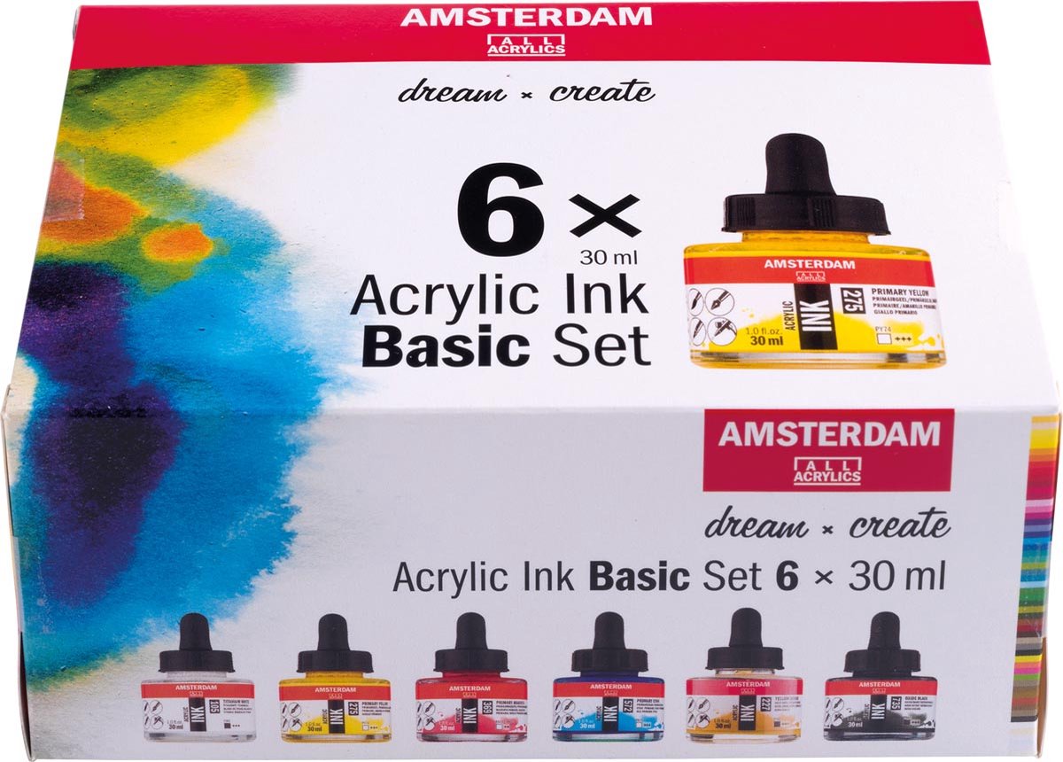 Amsterdam acrylinkt basisset | 6 x 30 ml