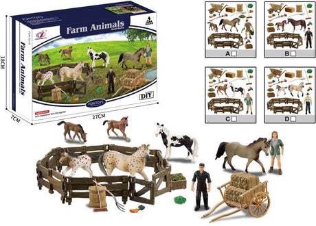 Braet fun toys - farm animals - boerderij speelset met paarden en accessoires