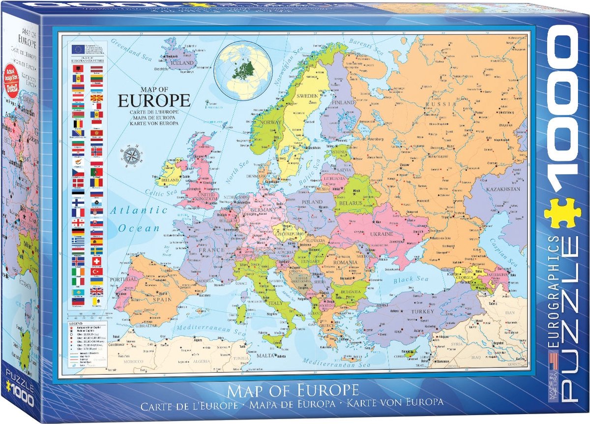 Eurographics - Karte von Europa [Karte von Europa] - 1000 Teile 68×48cm (B×H) – Puzzle