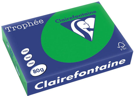 Clairefontaine trophée intens, gekleurd papier, a4, 80 g, 500 vel, biljartgroen