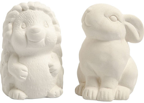 Creativ Company Tier-Spardose, Igel und Hase, H: 10 cm, weiß, 2 Stück 1 Box