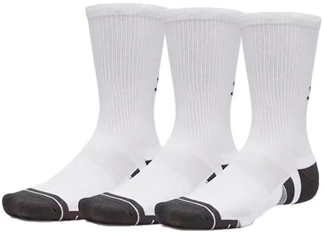 Under armour new ua perf tech 3pk crew-wht unisex sportsokken - wit - jet grijs