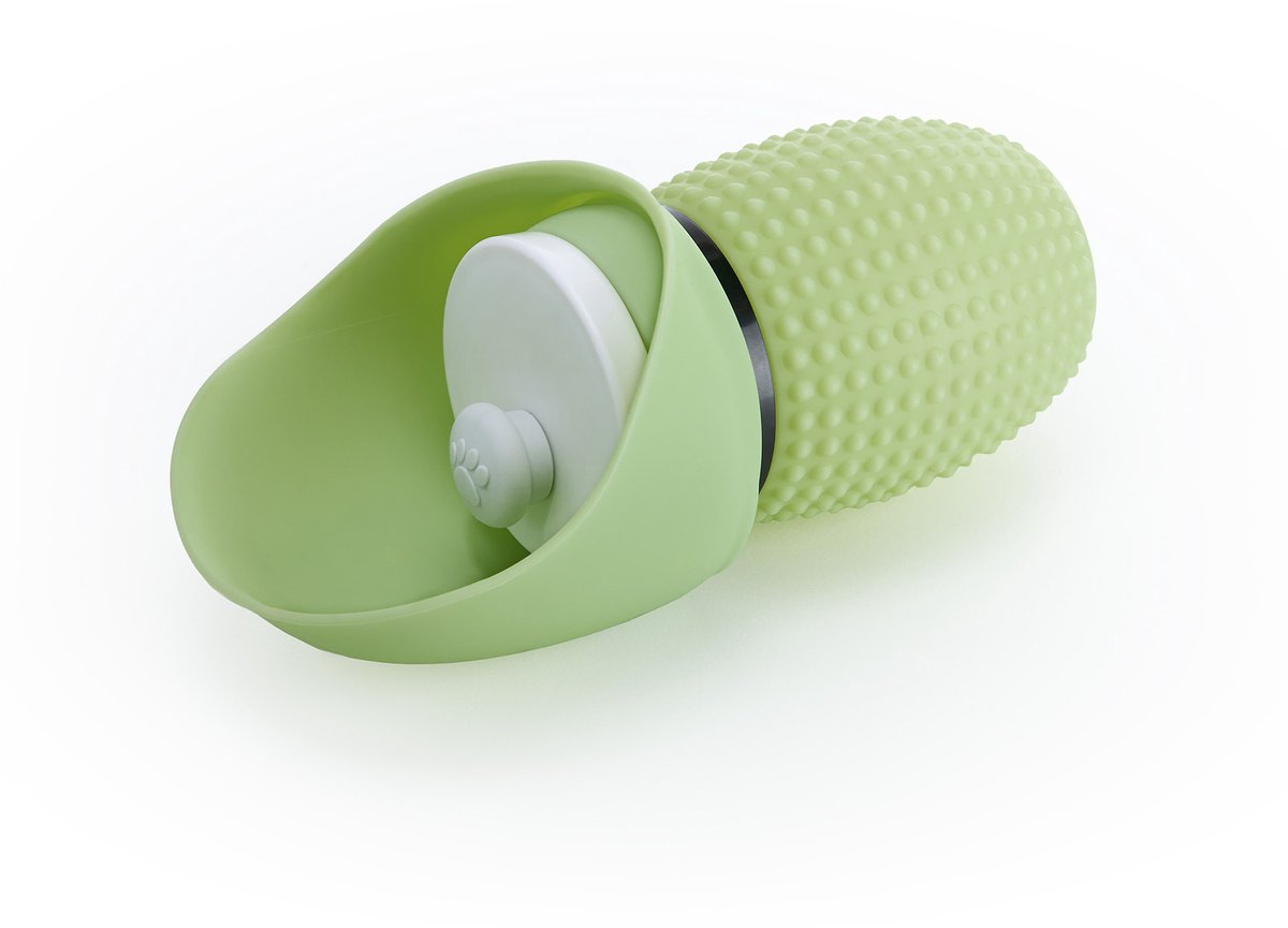 Muitomas drinkfles huisdier - siliconen - 350ml - lekvrije sluiting - compact en praktisch - opvouwbaar - groen one size