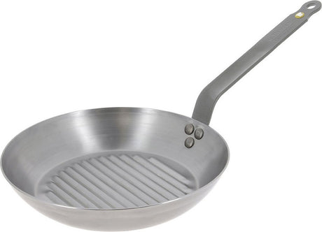 Debuyer de Buyer Mineral B Grillpfanne 32 cm – runde Grillpfanne – Stahlblech – PFAS-frei – induktionsgeeignet – hergestellt in Frankreich