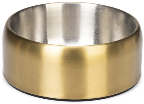 Menno's dierenwereld designed by lotte noar voerbak hond - eetbak drinkbak - vaatwasserproof - anti-slip - rvs - goud - 470ml