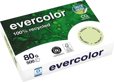 Clairefontaine Evercolor, farbiges Recyclingpapier, A4, 80 g, 500 Blatt, hellgrün