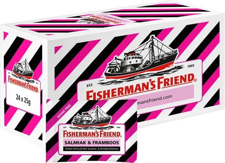 Fisherman's Friend Salmiak Himbeere zuckerfrei – 24 Beutel x 25 Gramm