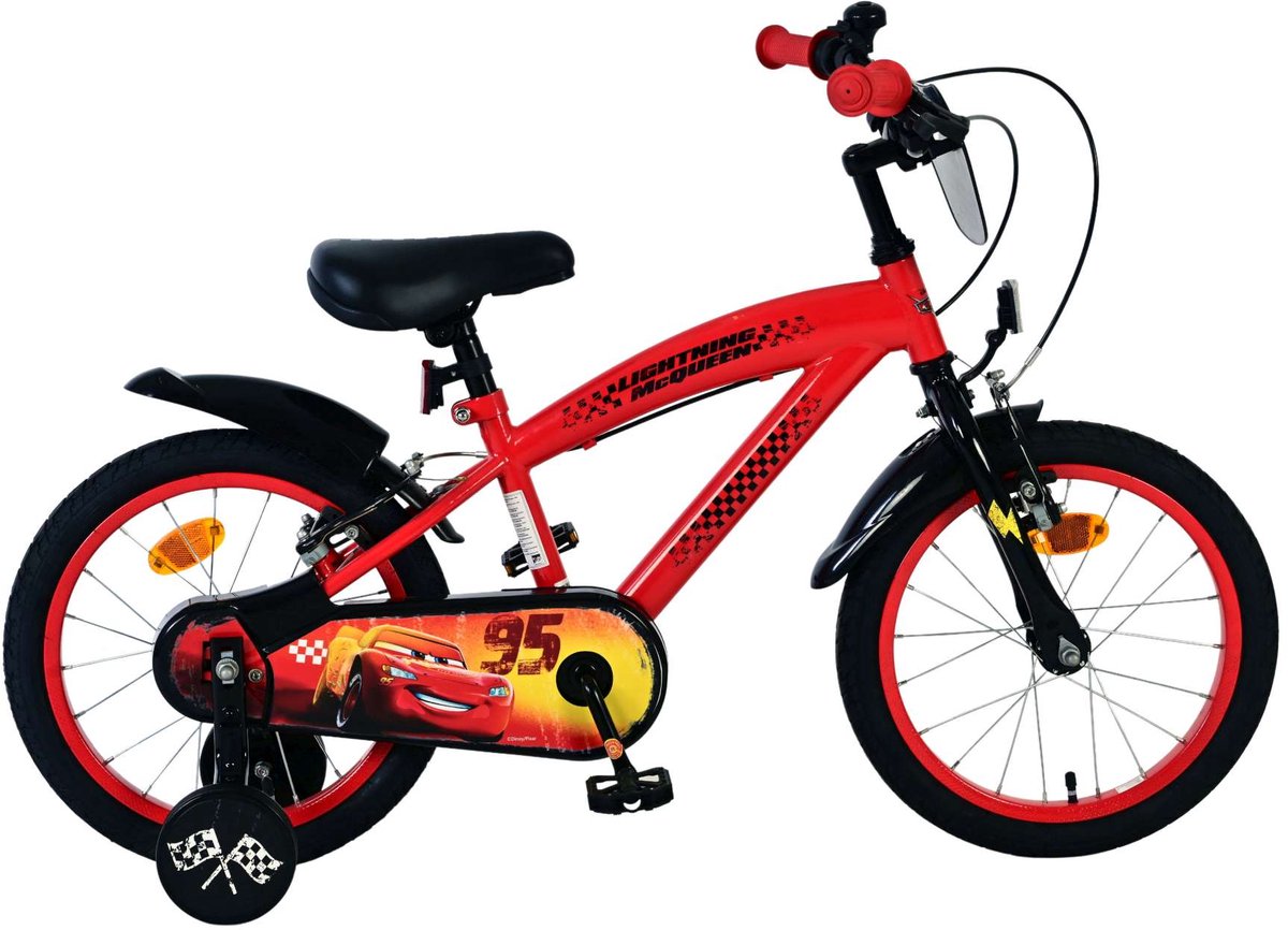 Volare Disney Cars Kinderfahrrad – Jungen – 16 Zoll – Rot – zwei Handbremsen