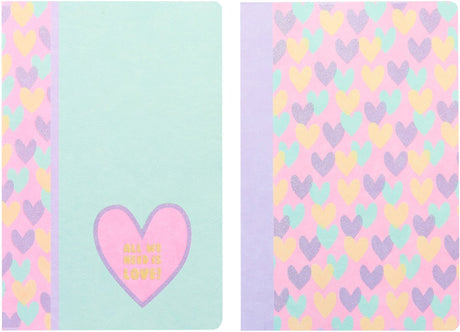 Kangaro schriften - b'log hearts - formaat a5 - met ruit 5mm - 2 stuks