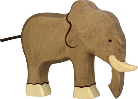 Holztiger-Elefant. 19 cm.