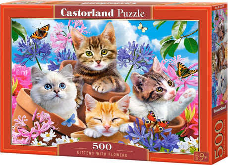 Selecta Castorland Puzzle Kätzchen mit Blumen, 500 Teile.