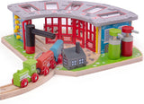 Bigjigs Holz-Eisenbahnschuppen für 5 Züge – Erweiterung des Holzgleissystems