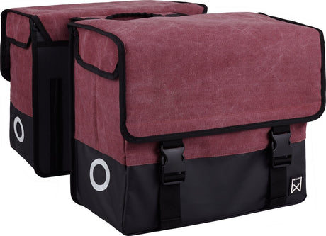 Willex Doppel-Fahrradtasche – Segeltuch – Reflexion – 48 Liter – Universalmontage – Lila, Rot, Mattschwarz