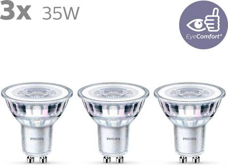 Philips led energiezuinige spot - 35 w - gu10 - warmwit licht - 3 stuks - bespaar op energiekosten