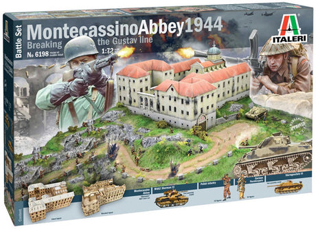 Italeri Modellbausatz Diorama – 6198 Montecassino Abtei 1944 Durchbruch der Gustav-Linie – Kampfset aus Kunststoff – 1:72 – Modellbau