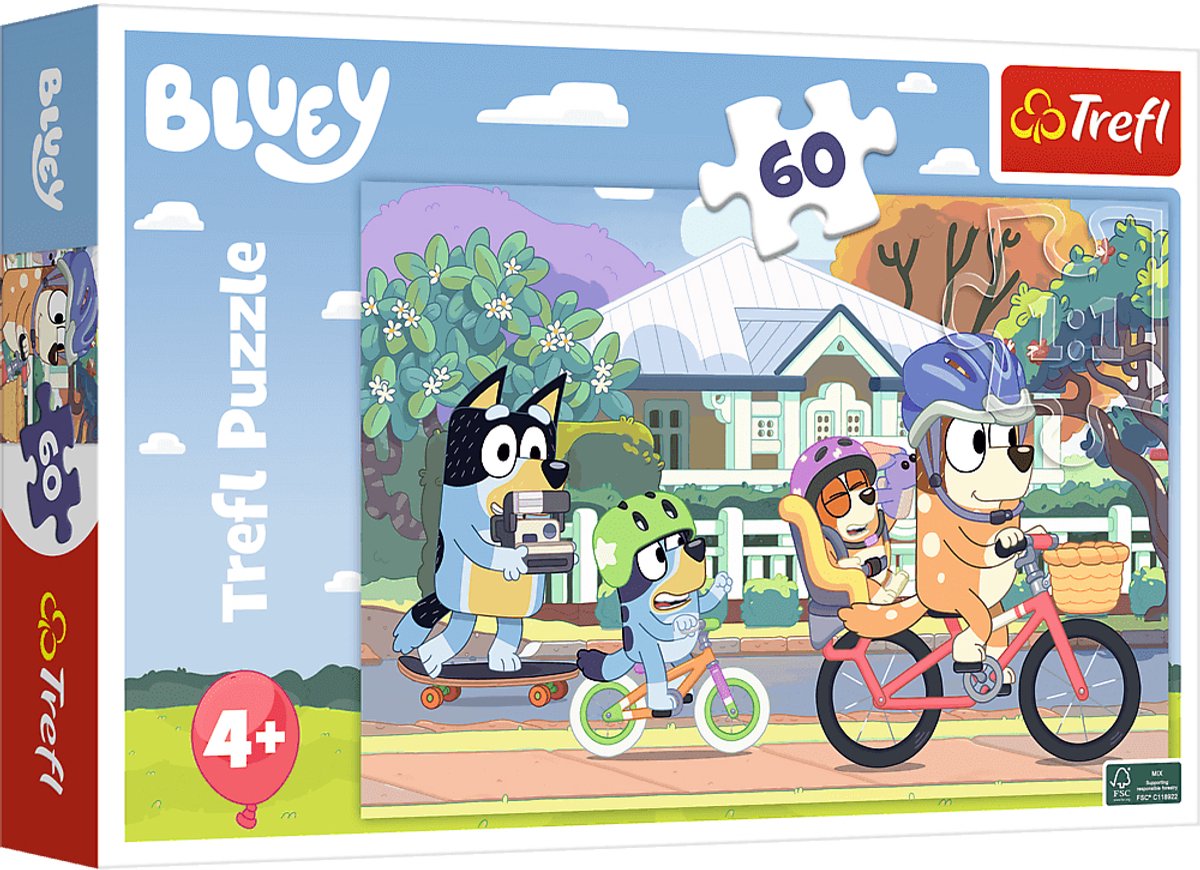 Trefl Bluey-Serie – Kinderpuzzle 60 Teile – Lichtemittierendes Papier – leuchtende Farben – Öko-Materialien