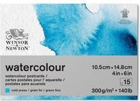 Winsor Newton klassischer Aquarellblock-Postkartenblock – 15 Blatt A6, 300 g m², kaltgepresst, Maserung – Postkartenblock A6