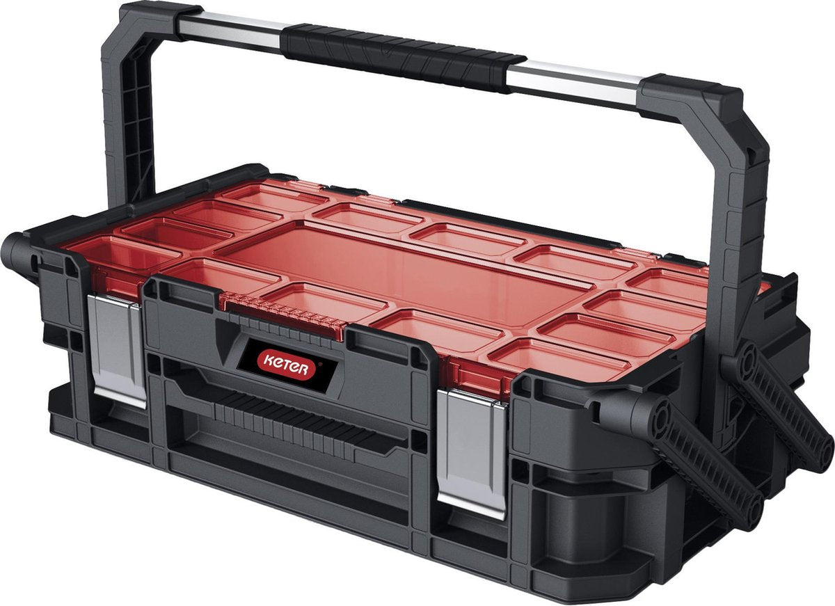 Keter freitragender Duo-Werkzeug-Organizer – S (18 Zoll) – 45,8 x 24 x 14,5 cm – schwarz rot