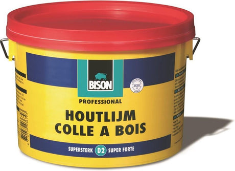 Bison Holzleim Eimer 3 kg, hochwertiger, feuchtigkeitsbeständiger weißer Holzleim, trocknet transparent, lösungsmittelfrei, überstreichbar, D2, stärker als Holz