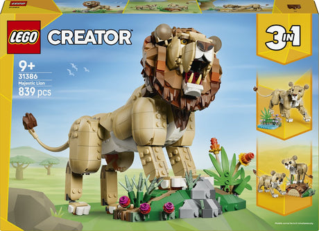 Lego Creator 3in1 Wildtiere: majestätisches Löwenspielzeug für Kinder mit Tierfiguren 31386