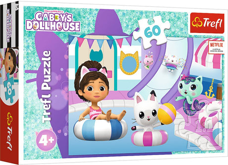 Trefl Gabby im Schwimmbad Gabbys Puppenhaus-Puzzle – 60 Teile – ab 4 Jahren