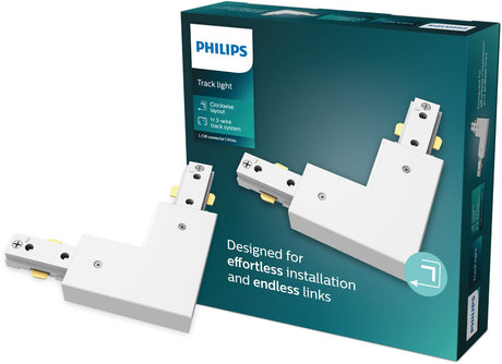 Philips easylink - connector - l-vormige connector - rechtse hoek - wit - railverlichting