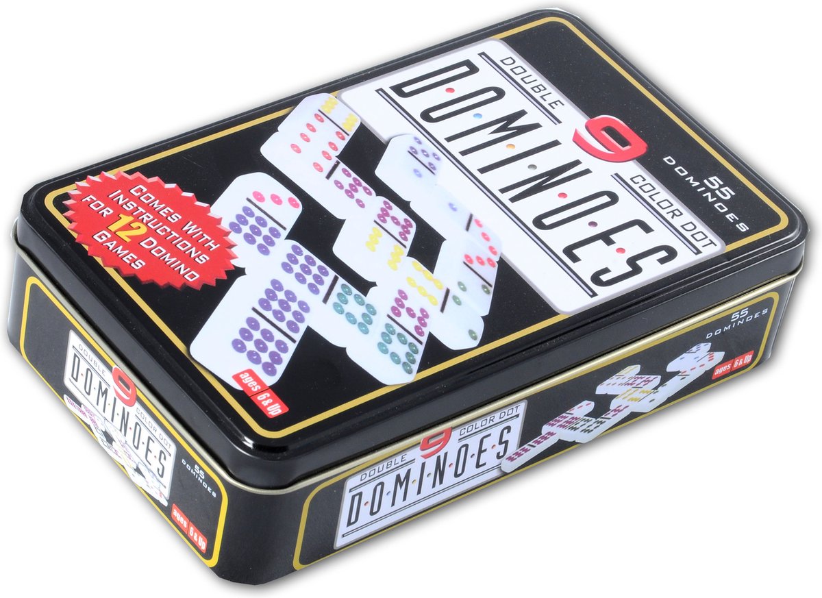 Longfield Games Dominospel Double 9 in Can 55 Stones