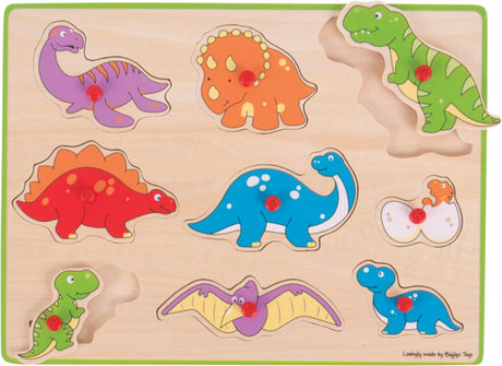 Bigjigs Holz-Studenpuzzle Dinosaurier, 9 Teile.