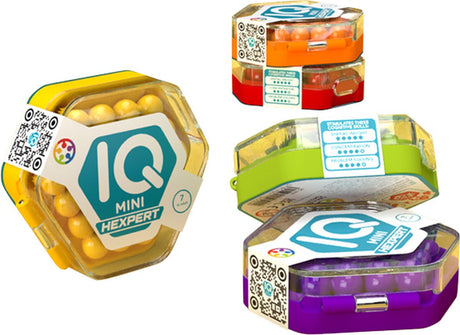Smartgames IQ mini hexpert – Denkspiel Reisepuzzle im Taschenformat – 120 Aufgaben mit sechseckigem Raster – lehrreiches Solospiel – ab 7 Jahren